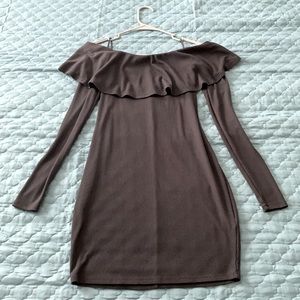 Short dress, Grey, long-sleeved